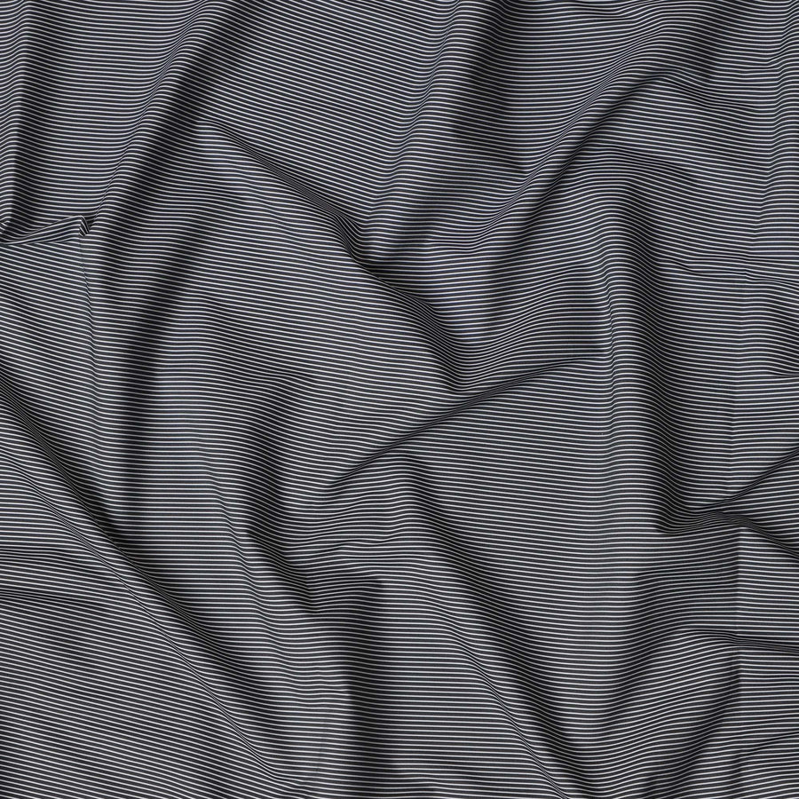 Black and White Horizontal Stripe 100% Cotton Shirting Fabric, Fine Line Pattern, 150 cm Width, Made in Italy-D22881