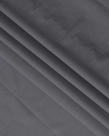 Black and White Horizontal Stripe 100% Cotton Shirting Fabric, Fine Line Pattern, 150 cm Width, Made in Italy-D22881