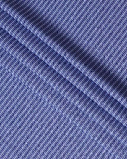 قماش قمصان متعدد الخطوط باللونين الأزرق والأرجواني، مصنوع من القطن بنسبة 100%، بتصميم خطوط أفقية رفيعة، عرض 150 سم، صنع في إيطاليا - D22884