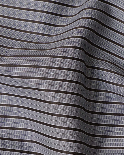 قماش قمصان قطني 100%، مخطط باللونين الرمادي والأسود، بتصميم خطوط أفقية دقيقة، عرض 150 سم، صنع في إيطاليا - D22885