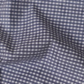 Navy Blue and White Gingham Check 100% Cotton Shirting Fabric, Micro Square Pattern, 150 cm Width, Made in Italy-D22887