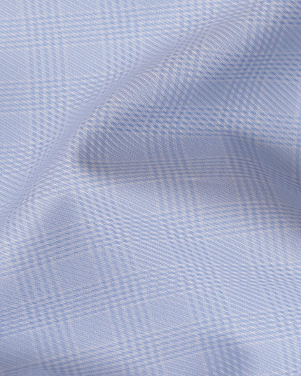 Sky Blue Glen Check 100% Cotton Shirting Fabric, Subtle Tartan Pattern, 150 cm Width, Made in Italy-D22890