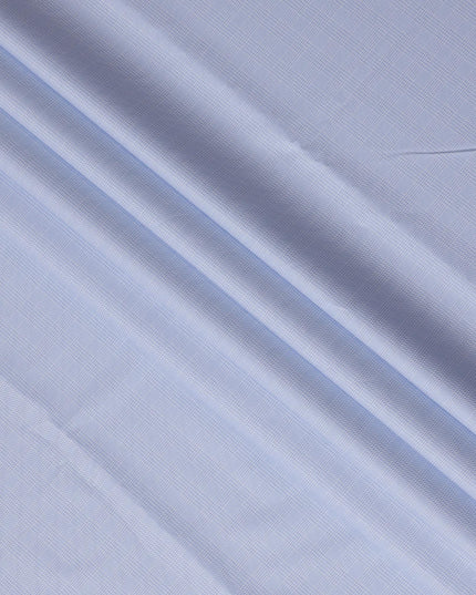 Sky Blue Glen Check 100% Cotton Shirting Fabric, Subtle Tartan Pattern, 150 cm Width, Made in Italy-D22890