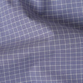 Navy Blue and White Graph Check 100% Cotton Shirting Fabric, Dense Square Pattern, 150 cm Width, Made in Italy-D22891