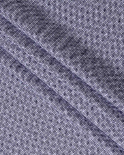 Navy Blue and White Graph Check 100% Cotton Shirting Fabric, Dense Square Pattern, 150 cm Width, Made in Italy-D22891