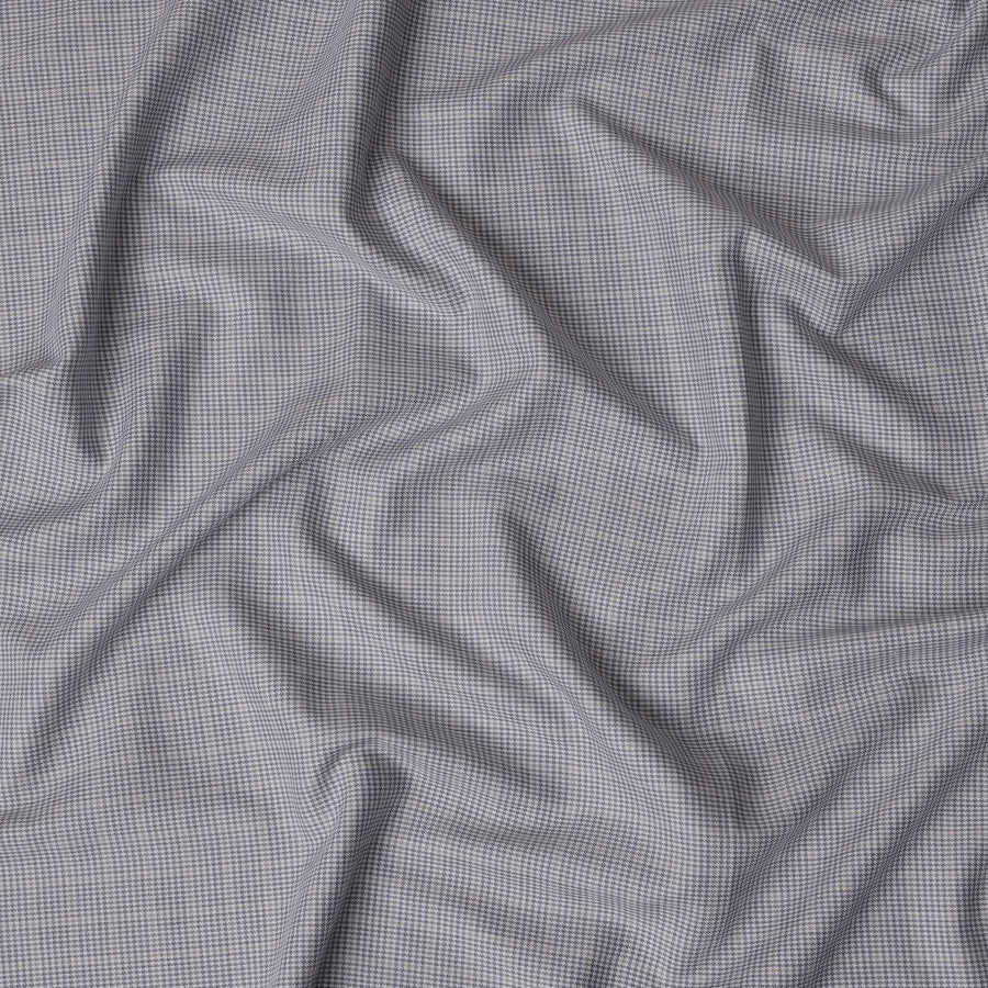 Grey and Black Micro Check 100% Cotton Shirting Fabric, Dense Mini Grid Pattern, 150 cm Width, Made in Italy-D22892