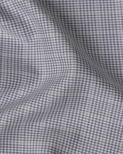 Grey and Black Micro Check 100% Cotton Shirting Fabric, Dense Mini Grid Pattern, 150 cm Width, Made in Italy-D22892