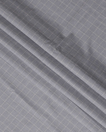 Grey and Black Micro Check 100% Cotton Shirting Fabric, Dense Mini Grid Pattern, 150 cm Width, Made in Italy-D22892