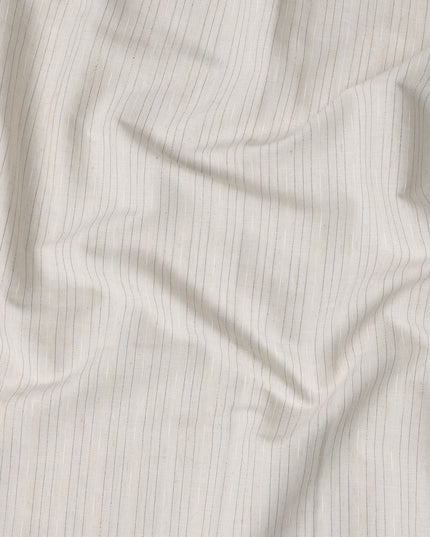 قماش كتان مخلوط مخطط بلون بيج طبيعي - عرض ١٤٠ سم، صنع في الهند، يُباع بالمتر - D23080