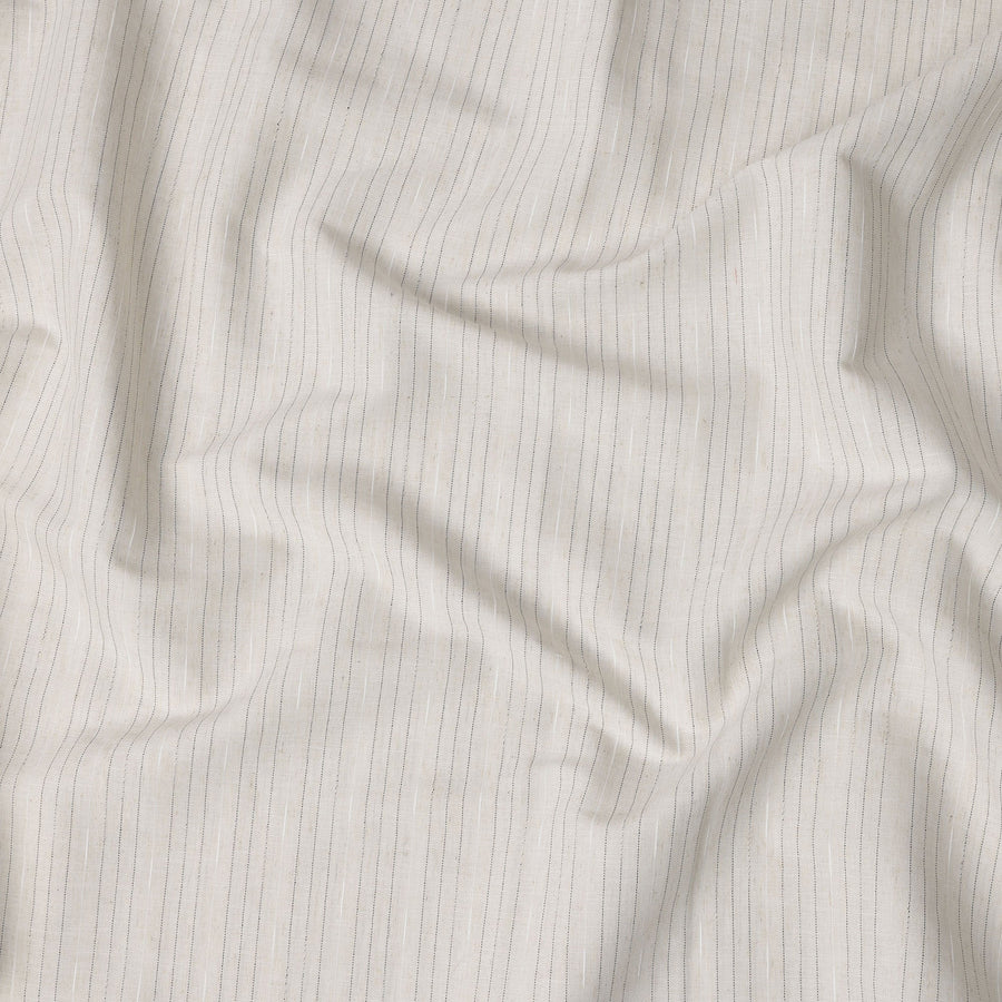 قماش كتان مخلوط مخطط بلون بيج طبيعي - عرض ١٤٠ سم، صنع في الهند، يُباع بالمتر - D23080