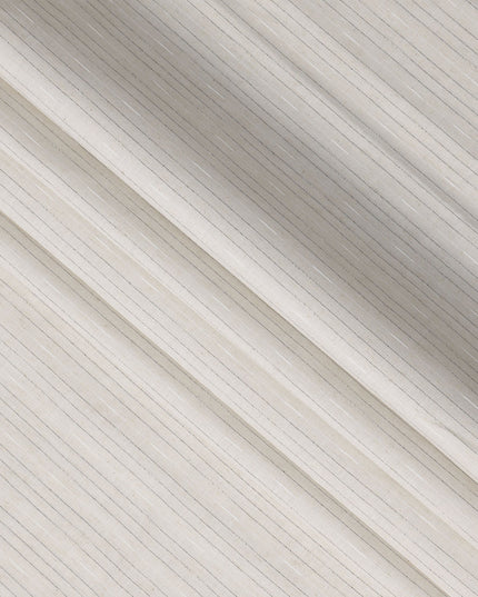 قماش كتان مخلوط مخطط بلون بيج طبيعي - عرض ١٤٠ سم، صنع في الهند، يُباع بالمتر - D23080