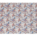 قماش كتان مخلوط بطباعة ضربات الفرشاة متعدد الألوان بلون أبيض عاجي - عرض 140 سم، صنع في الهند، يُباع بالمتر - D23082
