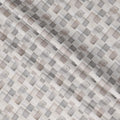 Ivory Grey Beige Geometric Square Printed Blended Linen Fabric – Width 140 Cms, Made in India, Sold Per Meter-D23083