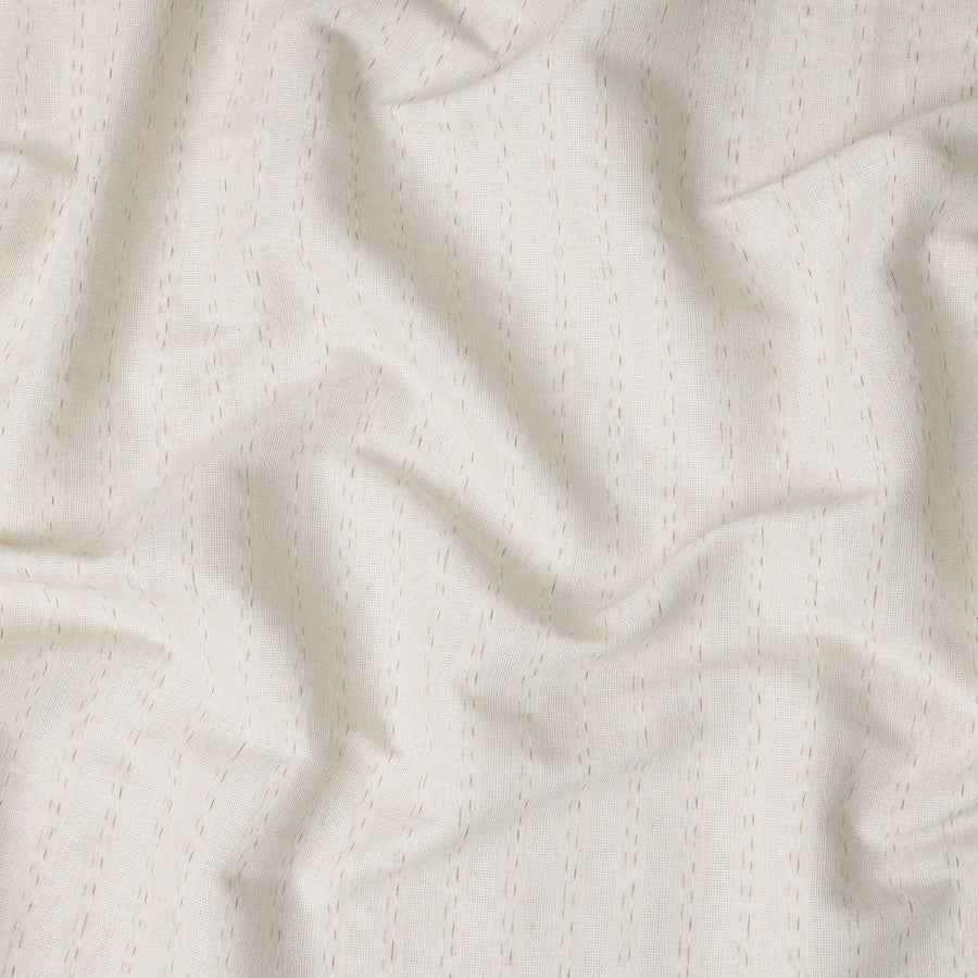 قماش كتان مخلوط مخطط بلون بيج كريمي - عرض ١٤٠ سم، صنع في الهند، يُباع بالمتر - D23087