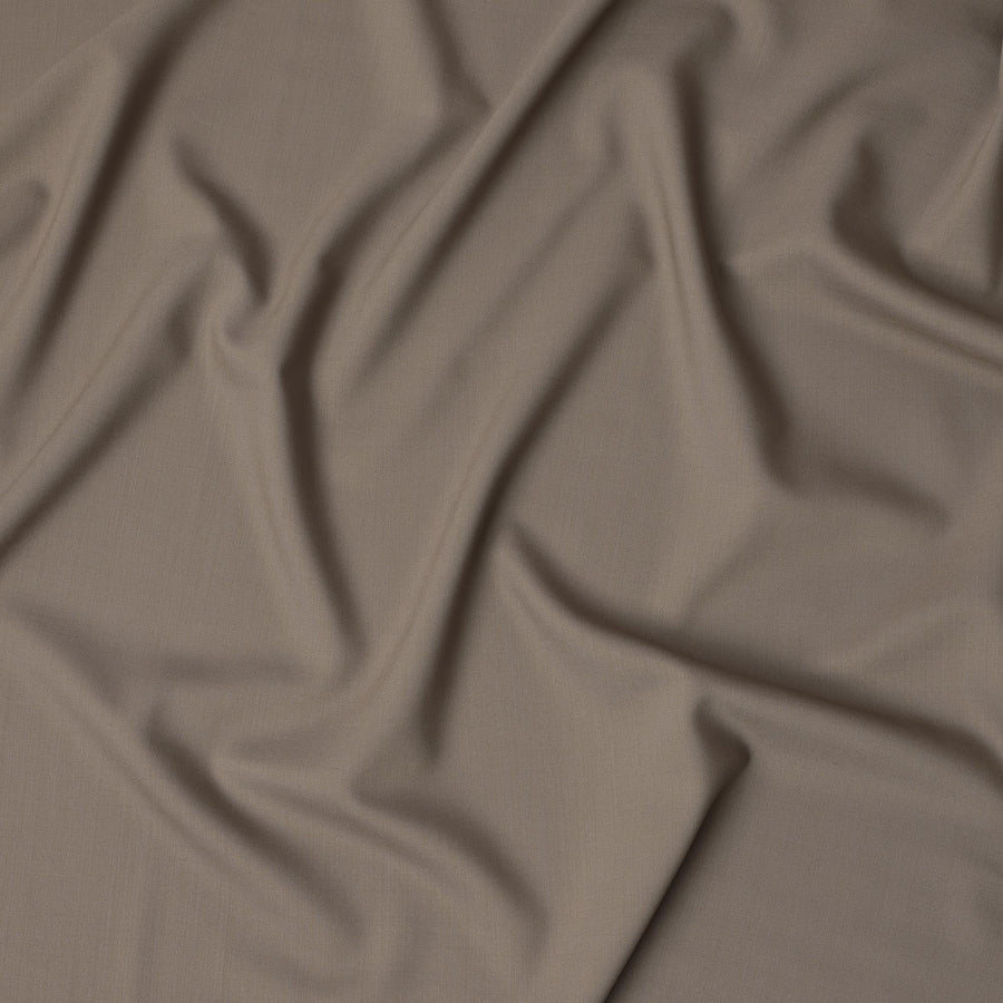 Taupe Brown Premium Super 160's English Wool and Cashmere Suiting Fabric, 150 Cms Width, Made in UK-D23199