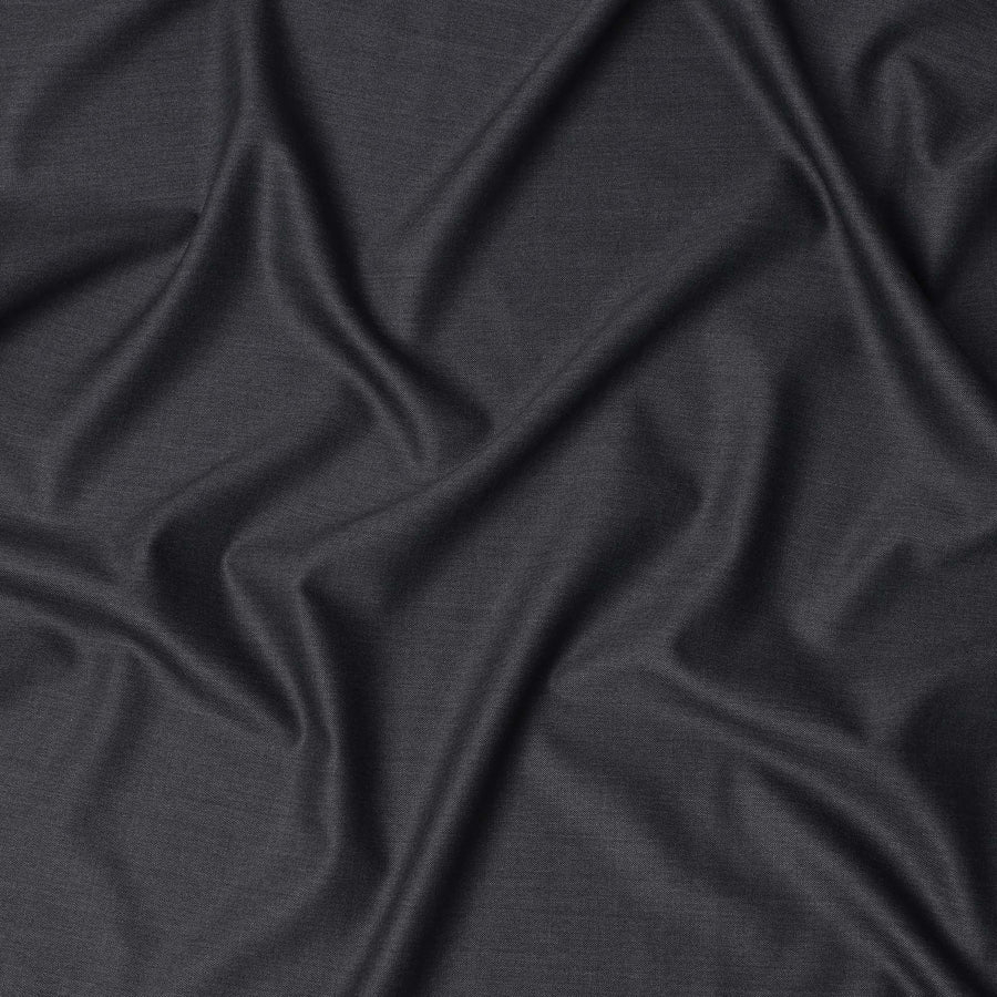 Charcoal Black Premium Super 160's English Wool and Cashmere Suiting Fabric, 150 Cms Width, Made in UK-D23203