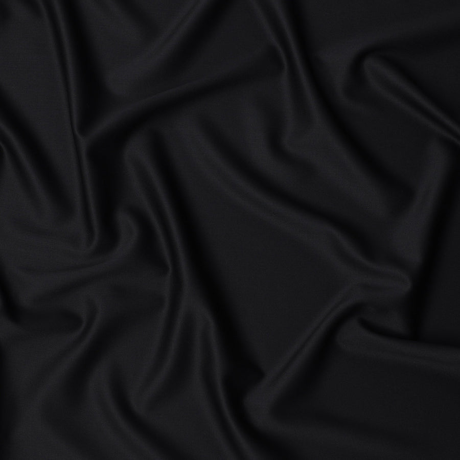 Black Premium Super 160's Italian All Wool Suiting Fabric, 150 Cms Width, Made in Italy-D23209