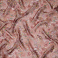 Dusty Rose Multicolor Floral Printed Synthetic Organza Fabric with Artistic Brushstroke Design, Width 110 Cms, Made in India-D23316