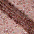 Dusty Rose Multicolor Floral Printed Synthetic Organza Fabric with Artistic Brushstroke Design, Width 110 Cms, Made in India-D23316