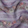 Lavender Floral Stripe Printed Synthetic Organza Fabric with Vintage Pastel Detailing, Width 110 Cms, Made in India-D23317