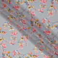 Soft Grey Multicolor Leaf Printed Synthetic Georgette Fabric with Watercolor Branch Design, Width 110 Cms, Made in India-D23321