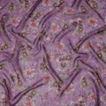 Mauve Purple Multicolor Floral Printed Synthetic Organza Fabric with Artistic Bloom Detailing, Width 110 Cms, Made in India-D23324