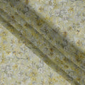 Pistachio Green Watercolor Floral Printed Synthetic Organza Fabric with Yellow and White Bloom Design, Width 110 Cms, Made in India-D23328