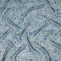 Dusty Blue Watercolor Floral Printed Synthetic Organza Fabric with White and Aqua Bloom Design, Width 110 Cms, Made in India-D23331