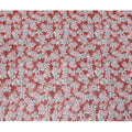 Brick Red Multicolor Floral Printed Synthetic Organza Fabric with Pink, Blue, and Ivory Bloom Motifs, Width 110 Cms, Made in India-D23335