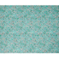 Aqua Green Watercolor Floral Printed Synthetic Organza Fabric with White and Mint Bloom Accents, Width 110 Cms, Made in India-D23337