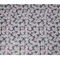 Charcoal Grey Multicolor Floral Printed Synthetic Organza Fabric with Pink, Aqua and Ivory Blooms, Width 110 Cms, Made in India-D23338