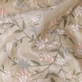 قماش حرير توسار مطرز بنقشة زهور الباستيل البيج، عرض 110 سم، صنع في الهند - D23368