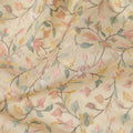 Light Beige All-Over Pastel Floral Woven Tussar Silk Fabric, 110 Cms Width, Made in India-D23369
