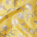 قماش حرير توسار مطرز بنقشة زهور صفراء مشمسة، عرض 110 سم، صنع في الهند - D23373