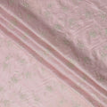 Blush Pink Floral Embroidered Tussar Silk Fabric with Subtle Silver Thread Work, 110 Cms, India-D23379