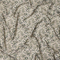Ivory Leaf Printed Viscose Modal Satin Fabric with Green and Beige Botanical Motifs, 110 Cms, India-D23391
