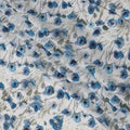 White Blue Floral Printed Cotton Lawn Digital Fabric with Fine Linework Motifs, 110 Cms, India-D23393