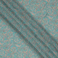 قماش كريب فيسكوز بنقشة بيزلي فيروزية، ملمس ناعم متدفق، عرض 110 سم، صنع في الهند - D23428