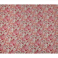 قماش كريب فيسكوز مطبوع عليه زهور باللون الأحمر القرمزي، بتصميم زهور مزخرفة بالكامل بدرجات اللون الخوخي والبيج، عرض 110 سم، صنع في الهند - D23432