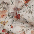 Ivory Floral Printed Viscose Crepe Fabric, Autumn-Toned Watercolor Bloom Design, 110 Cms Width, Made in India-D23434