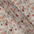 Ivory Floral Printed Viscose Crepe Fabric, Autumn-Toned Watercolor Bloom Design, 110 Cms Width, Made in India-D23434