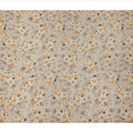 قماش كريب فيسكوز مطبوع عليه زهور باللون البيج، بنقشة أوراق رقيقة مع درجات اللون الأصفر والرمادي، عرض 110 سم، صنع في الهند - D23435