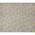 قماش كريب فيسكوز ناعم رمادي اللون بطبعة زهور، تصميم زهور الحديقة باللونين الأصفر والخوخي، عرض 110 سم، صنع في الهند - D23436