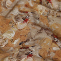 Ochre Abstract Brushstroke Printed Viscose Crepe Fabric, Artistic Textured Pattern in Beige and Red Hues, 110 Cms Width, Made in India-D23442 - Regal Fabrics
