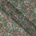قماش كريب فيسكوز مطبوع عليه زهور باللون الأخضر، تصميم زهور نباتية عتيقة بدرجات اللون الوردي والبيج، عرض 110 سم، صنع في الهند - D23445