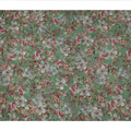 قماش كريب فيسكوز مطبوع عليه زهور باللون الأخضر، تصميم زهور نباتية عتيقة بدرجات اللون الوردي والبيج، عرض 110 سم، صنع في الهند - D23445