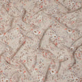 Beige Floral Printed Viscose Crepe Fabric, Soft Vintage Bloom Design with Rust and Taupe Accents, 110 Cms Width, Made in India-D23450
