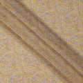 قماش كريب فيسكوز أصفر مطبوع بنقوش بيزلي، بزخارف عرقية رقيقة بألوان الوردي والبيج والأزرق، عرض 110 سم، صنع في الهند - D23452
