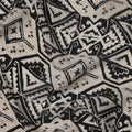 Beige and Black Tribal Geometric Printed Viscose Crepe Fabric, Ethnic Aztec-Inspired Motifs, 110 Cms Width, Made in India-D23454