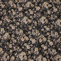 Black Multicolor Floral Printed Viscose Crepe Fabric, Delicate Botanical Pattern with Beige and Yellow Blossoms, 110 Cms Width, Made in India-D23455